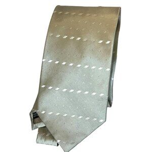 Steve Land 100% Silk Handmade Men's Tie Silver Green & White Accents